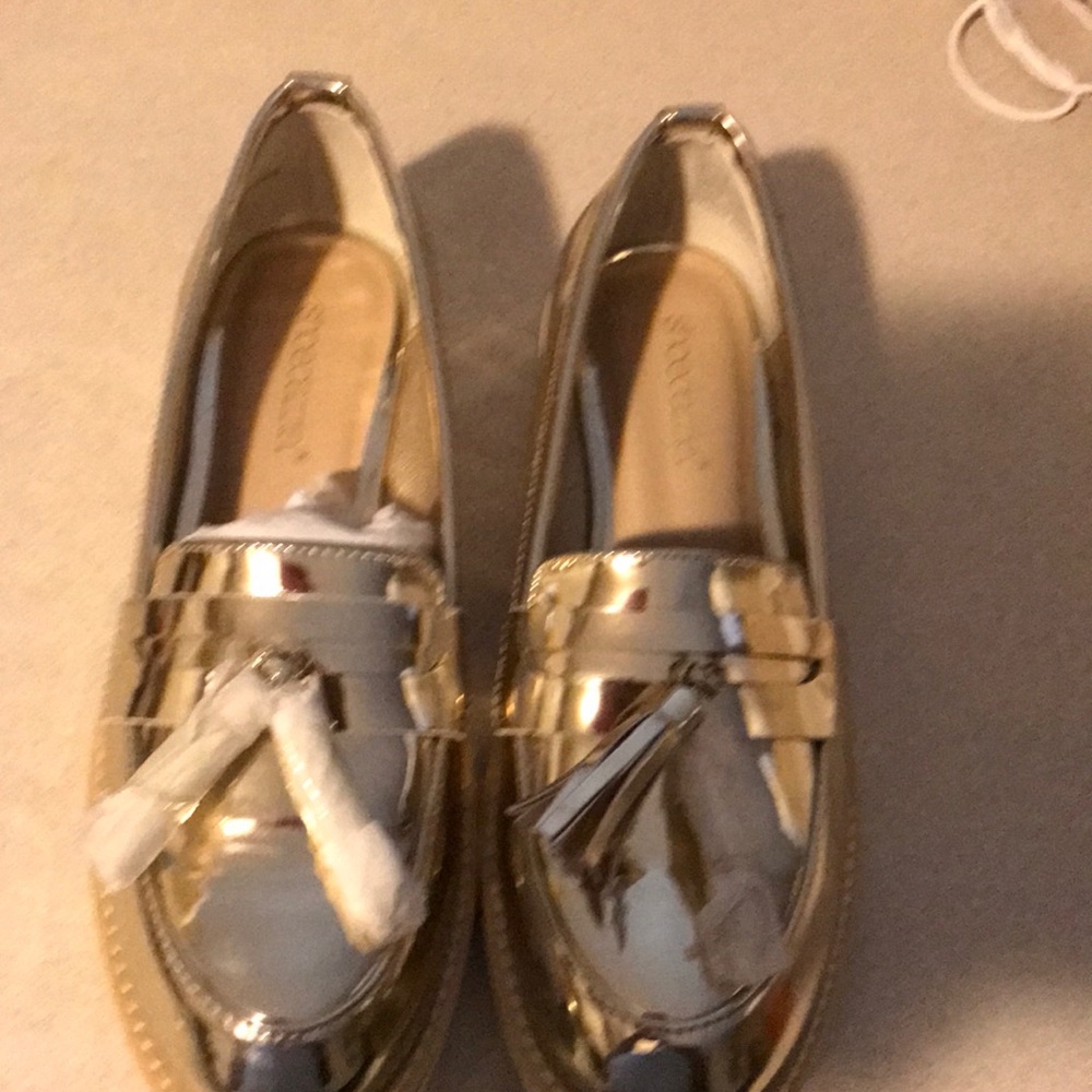 Gold tassel loafers